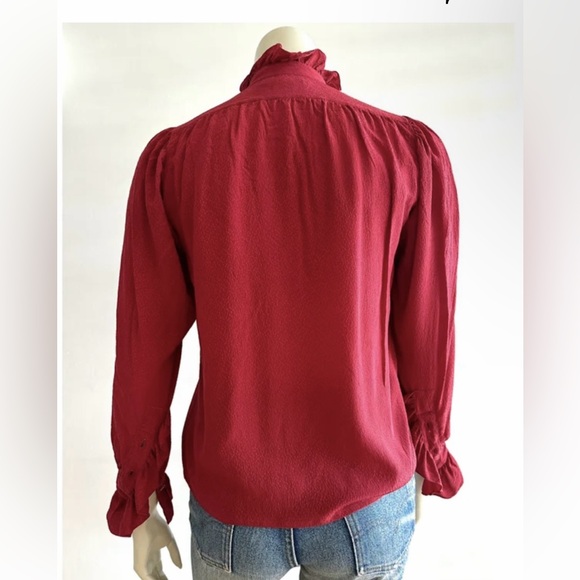 Saint Laurent Rive Gauche Vintage Red Silk Blouse - MSRP $995 - Picture 2 of 8